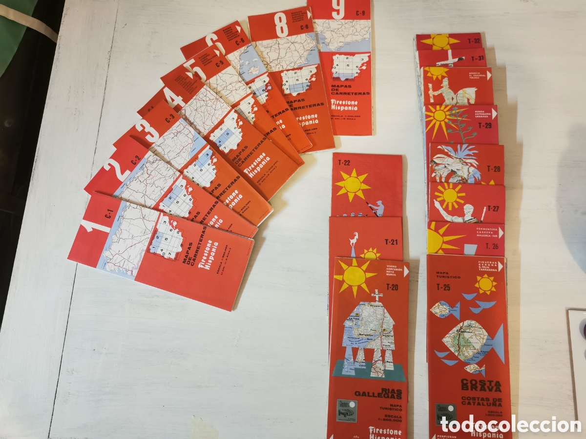 Mapas contempor&aacute;neos: Lote 19 mapas de carreteras Firestone Hispania - Foto 1