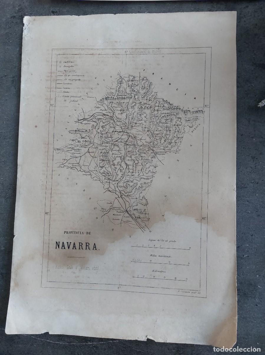 Mapas contempor&aacute;neos: Mapa provincia de Navarra - litograf&iacute;a - Foto 1