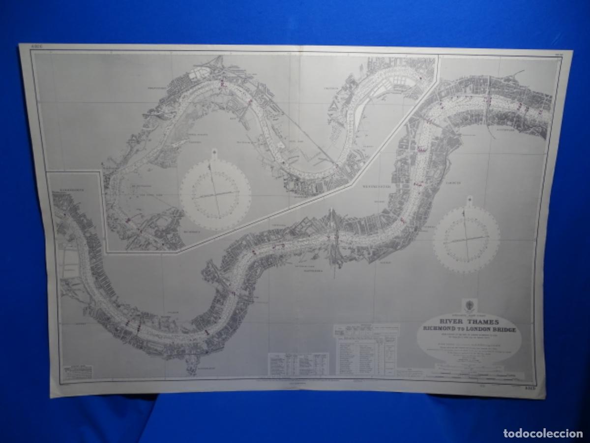 Zeitgen&ouml;ssische Karten: MAPA CARTA NAVEGACI&Oacute;N. RICHMOND TO LONDON BRIDGE. RIVER TAMES. ENGLAND.