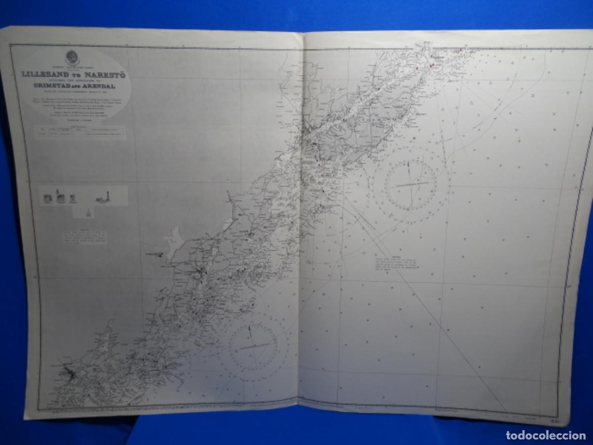Zeitgen&ouml;ssische Karten: MAPA CARTA NAVEGACI&Oacute;N. LILLESAND TO NAREST&Ouml; NORWAY NORUEGA.