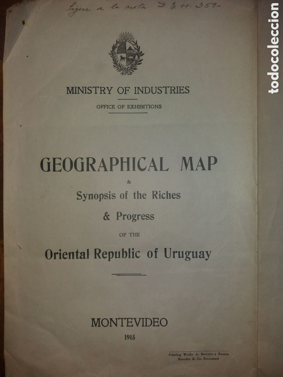 Mapas contempor&aacute;neos: Mapa DE Uruguay 1915 Gran Formato Sinopsis Riquezas Y Progresos - Foto 3
