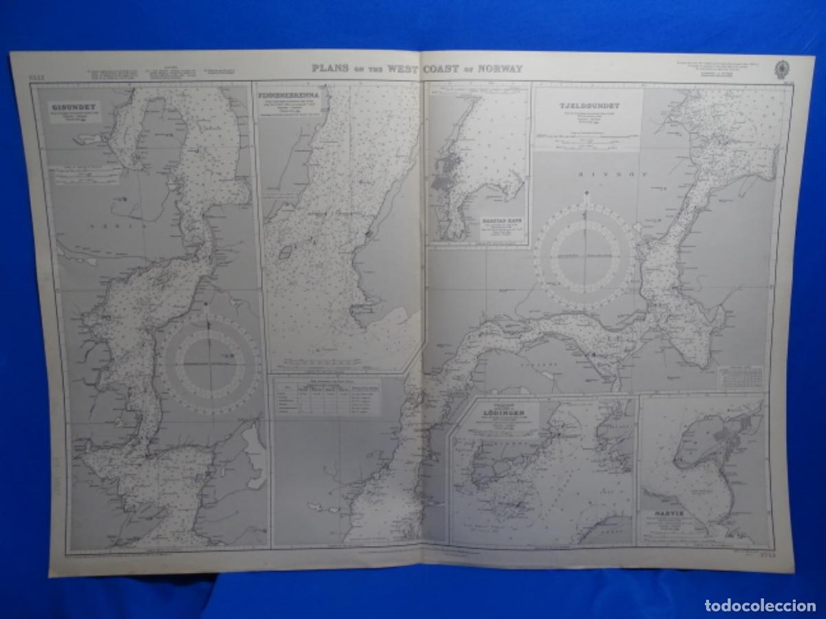 Zeitgen&ouml;ssische Karten: MAPA CARTA DE NAVEGACI&Oacute;N PLANS ON THE WEST COAST OF NORWAY NORUEGA.