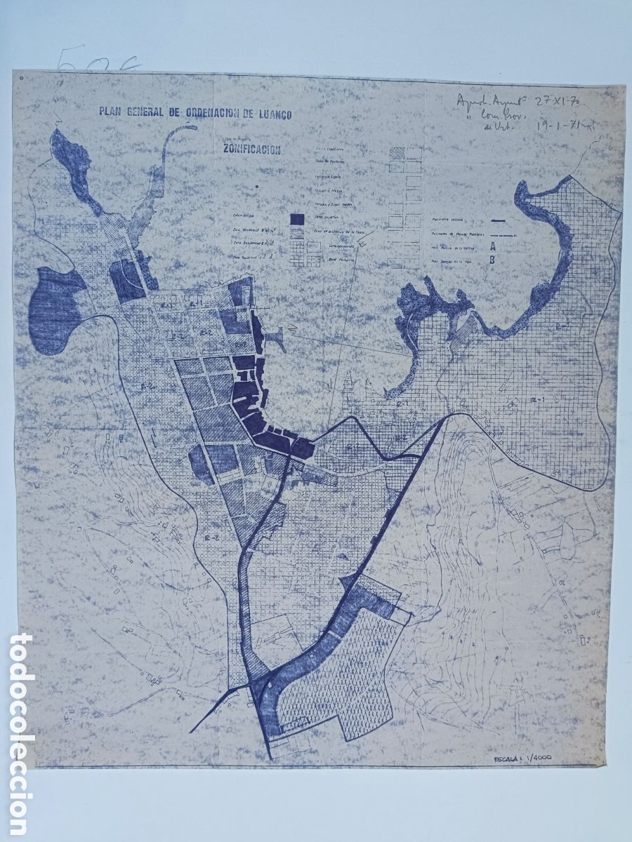Mapas contempor&aacute;neos: Mapa Plano Plan general de ordenaci&oacute;n de Luanco en 1970 - Foto 1