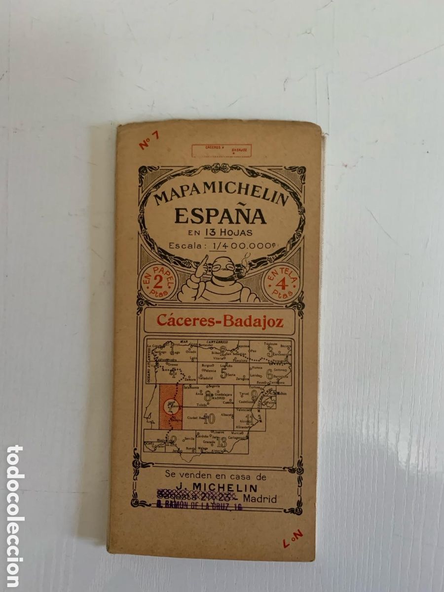 Zeitgen&ouml;ssische Karten: Mapa Michel&iacute;n de Espa&ntilde;a (1921) en tela hoja 7/13