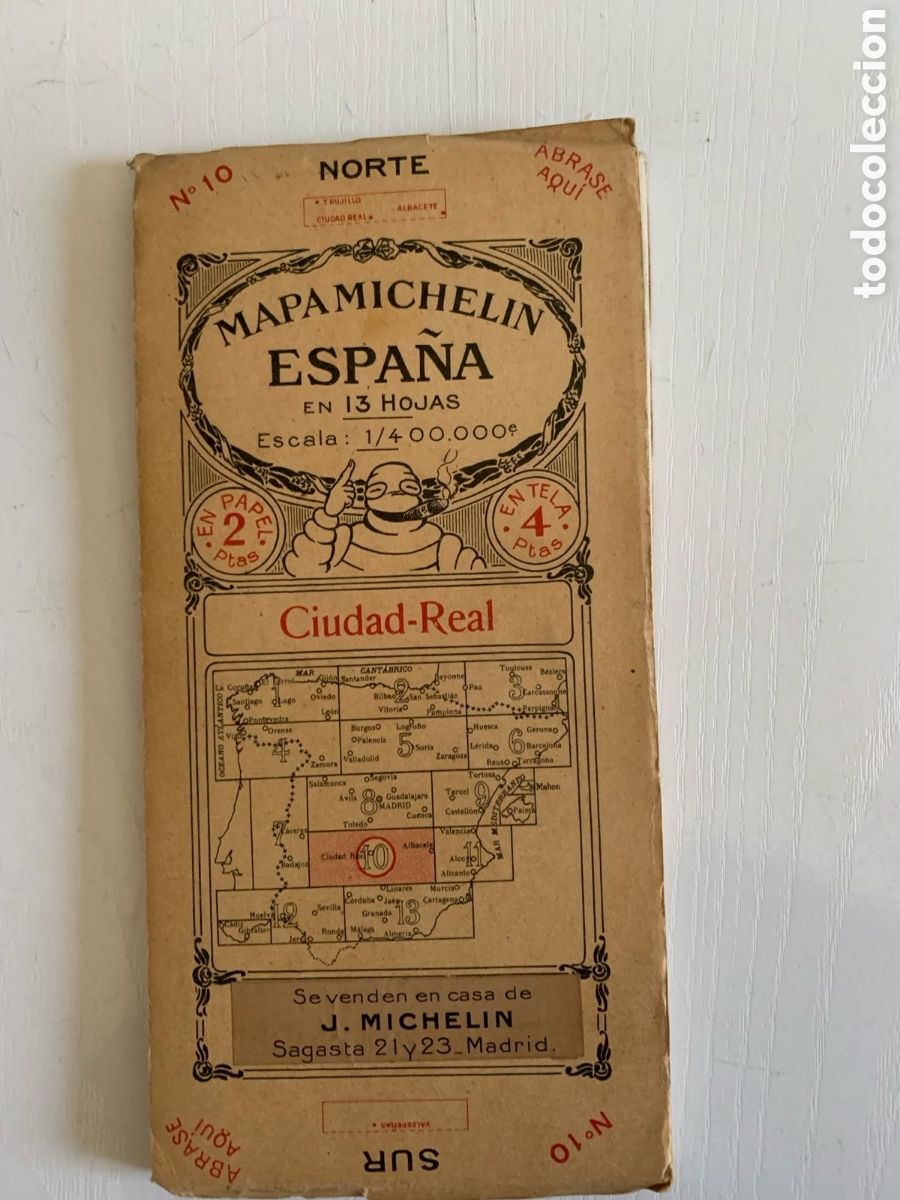 Zeitgen&ouml;ssische Karten: Mapa Michel&iacute;n de Espa&ntilde;a (1921) en tela hoja 10/13