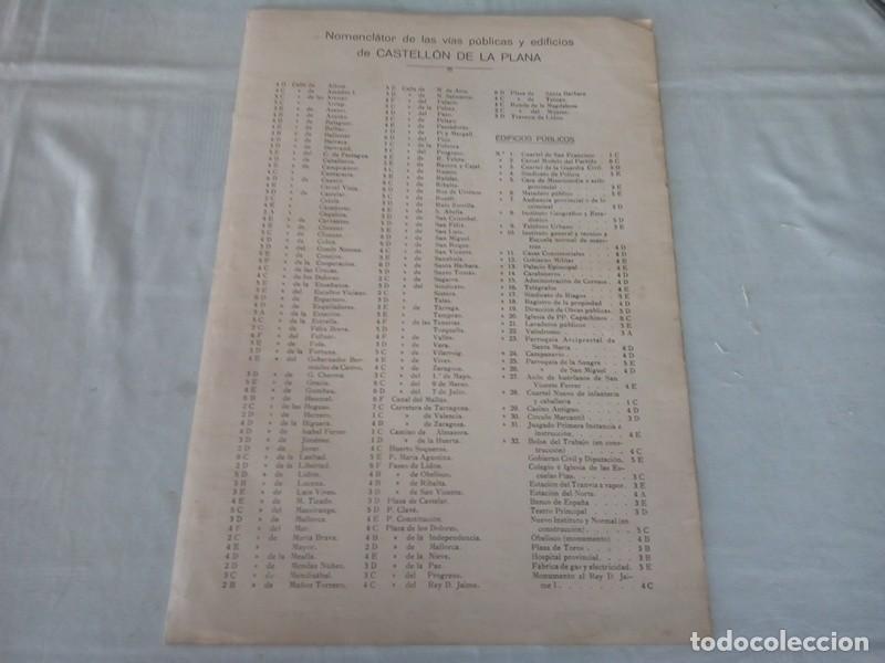 Mapas contempor&aacute;neos: MAPA ANTIGUO NOMENCLATOR DE LAS VIAS Y EDIFICIOS PUBLICOS DE CASTELLON DE LA PLANA - Foto 10