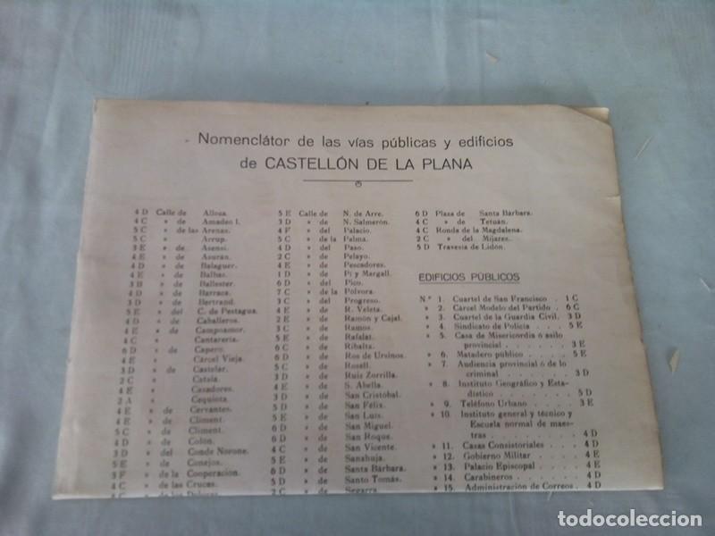 Mapas contempor&aacute;neos: MAPA ANTIGUO NOMENCLATOR DE LAS VIAS Y EDIFICIOS PUBLICOS DE CASTELLON DE LA PLANA - Foto 13