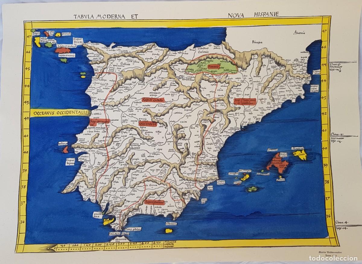 Mapas contempor&aacute;neos: TABULA MODERNA ET NOVA HISPANIAE (Facs&iacute;mil) JOHN SPEED, MARTIN WALDSEEM&Uuml;LLER - Foto 1