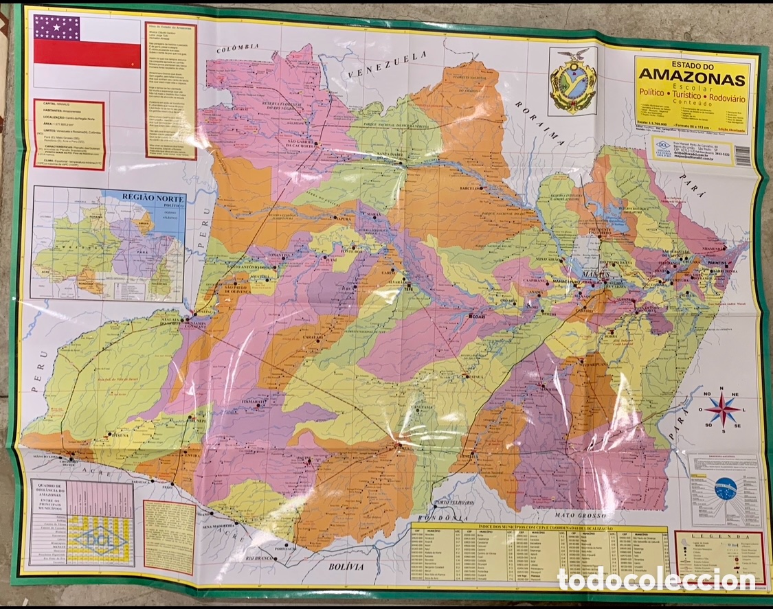 Mapas contempor&aacute;neos: Mapa Escolar. Estado do Amazonas. Brasil. 2002. - Foto 1