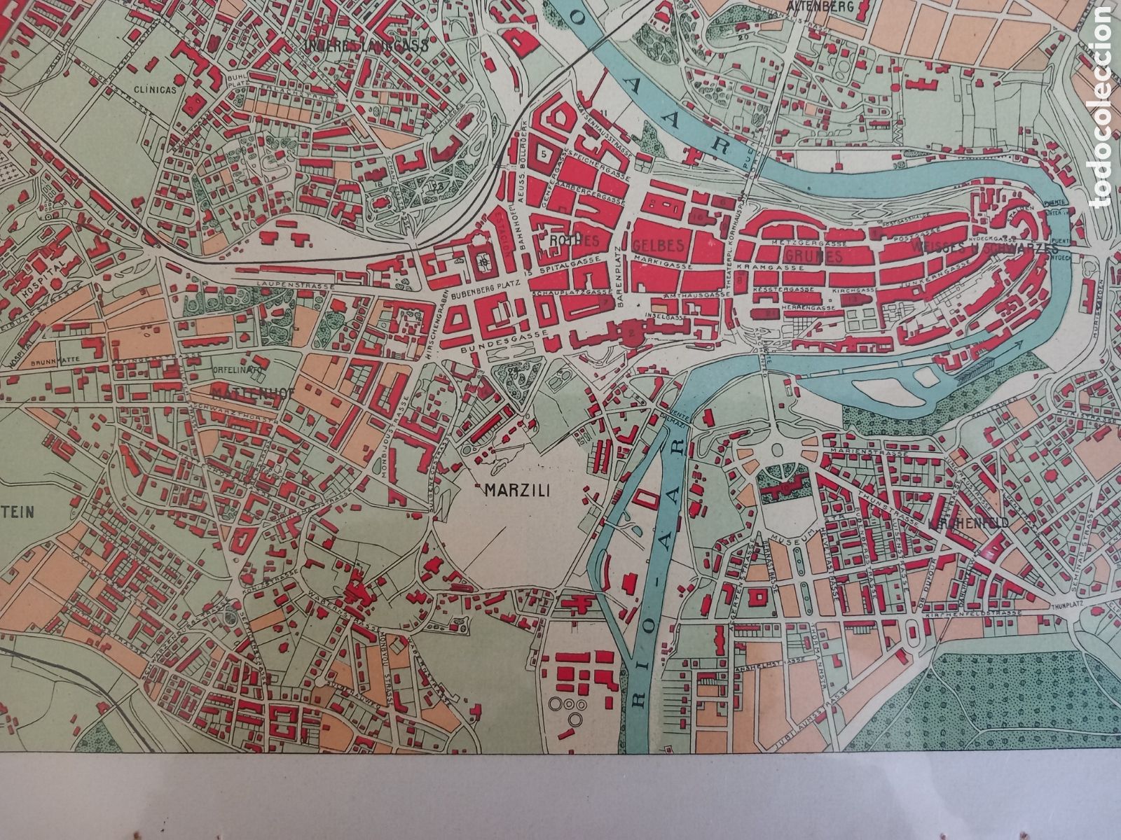 Mapas contempor&aacute;neos: Berna, mapa plano litograf&iacute;a de la ciudad - Foto 2