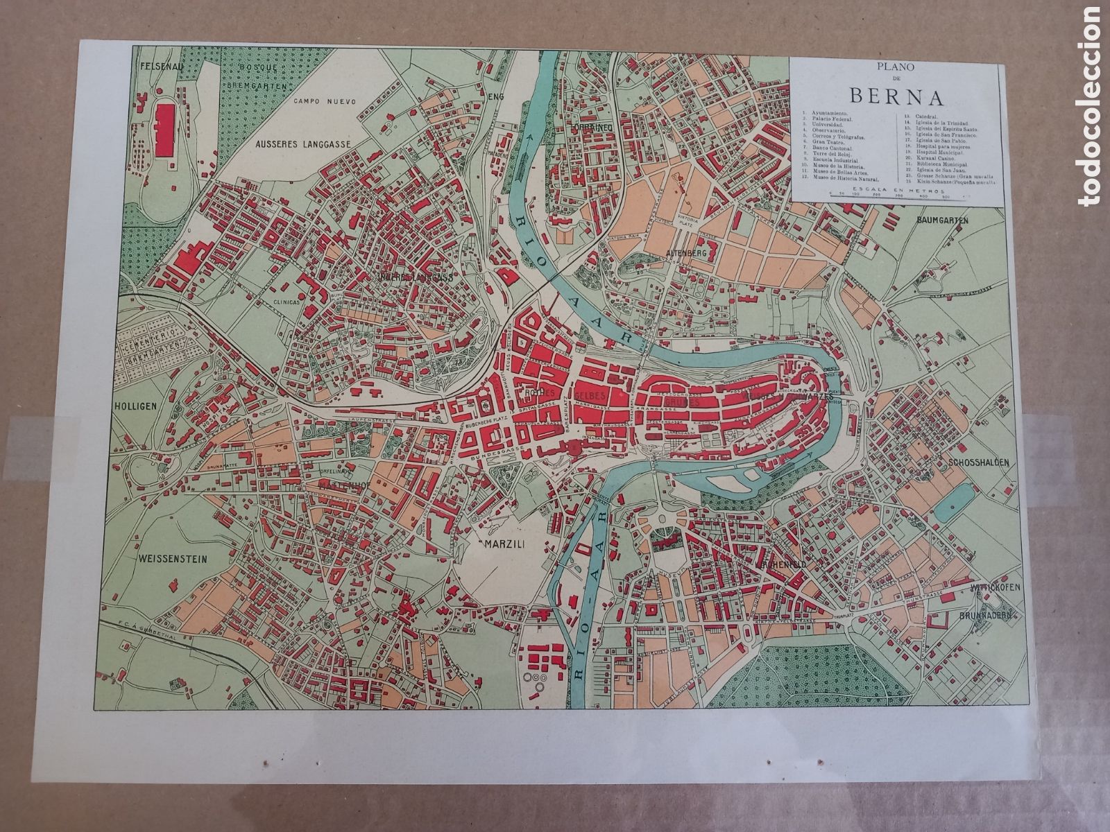 Mapas contempor&aacute;neos: Berna, mapa plano litograf&iacute;a de la ciudad - Foto 3