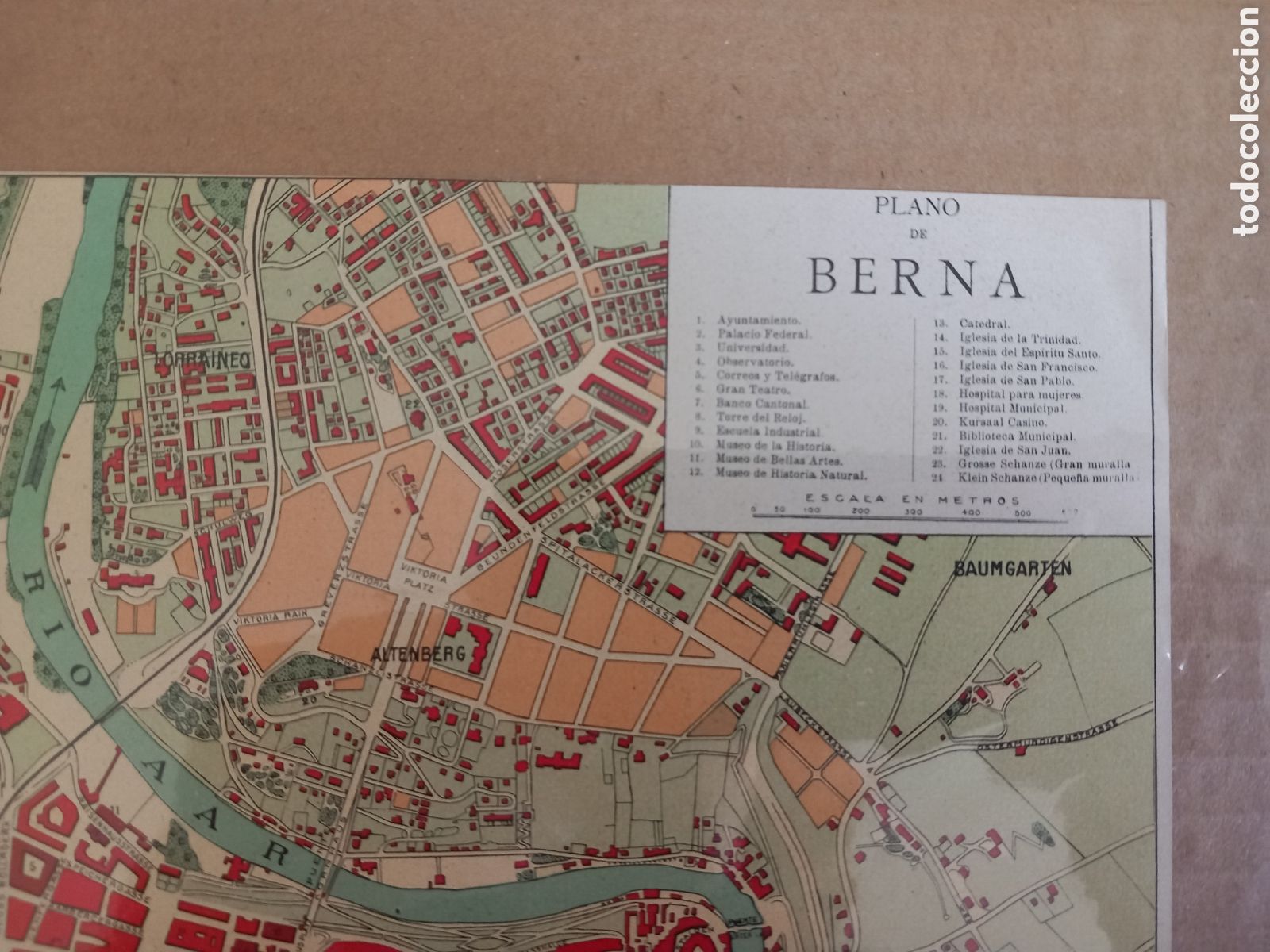 Mapas contempor&aacute;neos: Berna, mapa plano litograf&iacute;a de la ciudad - Foto 1