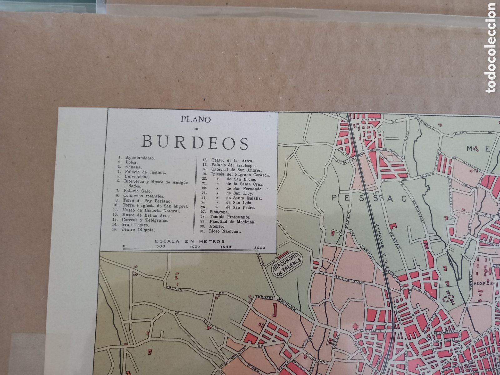 Mapas contempor&aacute;neos: Burdeos, plano mapa litograf&iacute;a de la ciudad - Foto 1