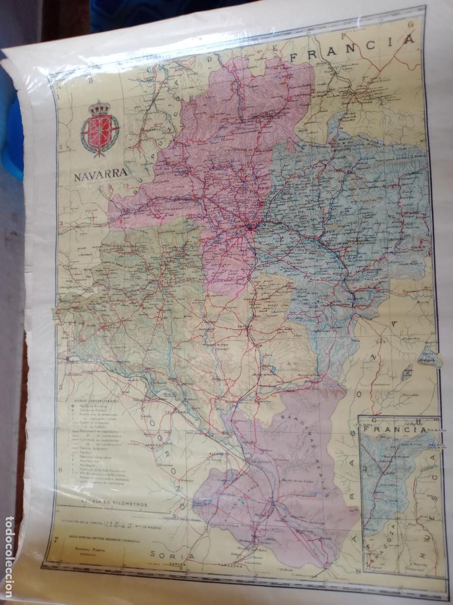 Mapas contempor&aacute;neos: Mapa de Navarra. Editorial Mart&iacute;n, Barcelona - Foto 1