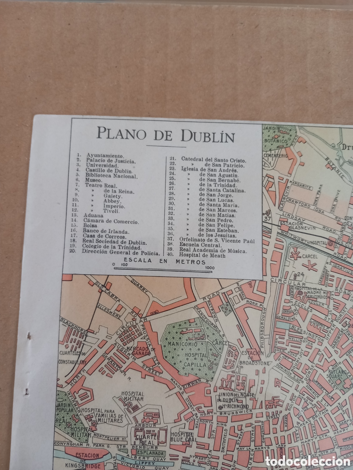 Mapas contempor&aacute;neos: Dublin, plano mapa litograf&iacute;a de la ciudad - Foto 2