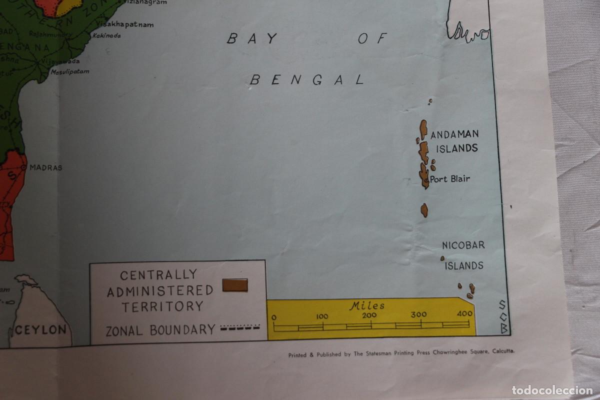 Mapas contempor&aacute;neos: mapa de la india 1957 45 x 45 cm - Foto 2