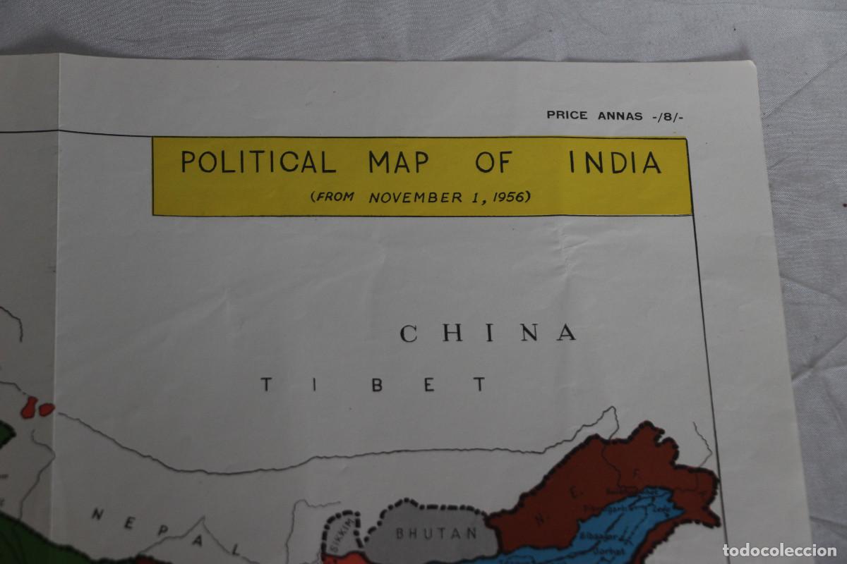 Mapas contempor&aacute;neos: mapa de la india 1957 45 x 45 cm - Foto 3