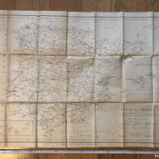 Mapas contemporáneos: ANTIGUO MAPA ENTELADO DE ESPAÑA. CARRETERAS EN CONSTRUCCION Y PROYECTO JULIO 1881. PLANO GRAN TAMAÑO