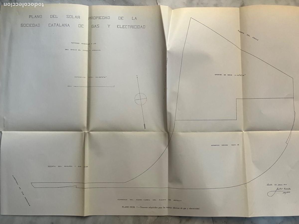 Mapas contempor&aacute;neos: PLANO .COPIA ACTUAL. SOLAR SOCIEDAD CATALANA DE GAS EN 1914.