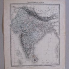 Mapas contemporáneos: 1855. FURNE. PARIS * CARTE * PRESQU' ILE DE L' INDE * MAPA DE LA INDIA Y CEILAN
