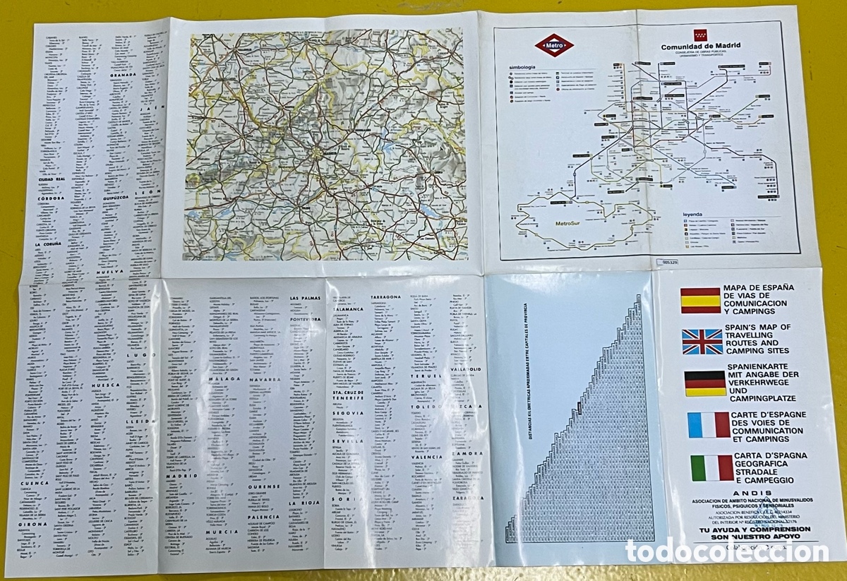 Mapas contempor&aacute;neos: Mapa. Mapa de Espa&ntilde;a de V&iacute;as de Comunicaci&oacute;n y Campings. - Foto 3