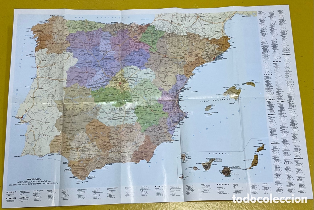 Mapas contempor&aacute;neos: Mapa. Mapa de Espa&ntilde;a de V&iacute;as de Comunicaci&oacute;n y Campings. - Foto 4