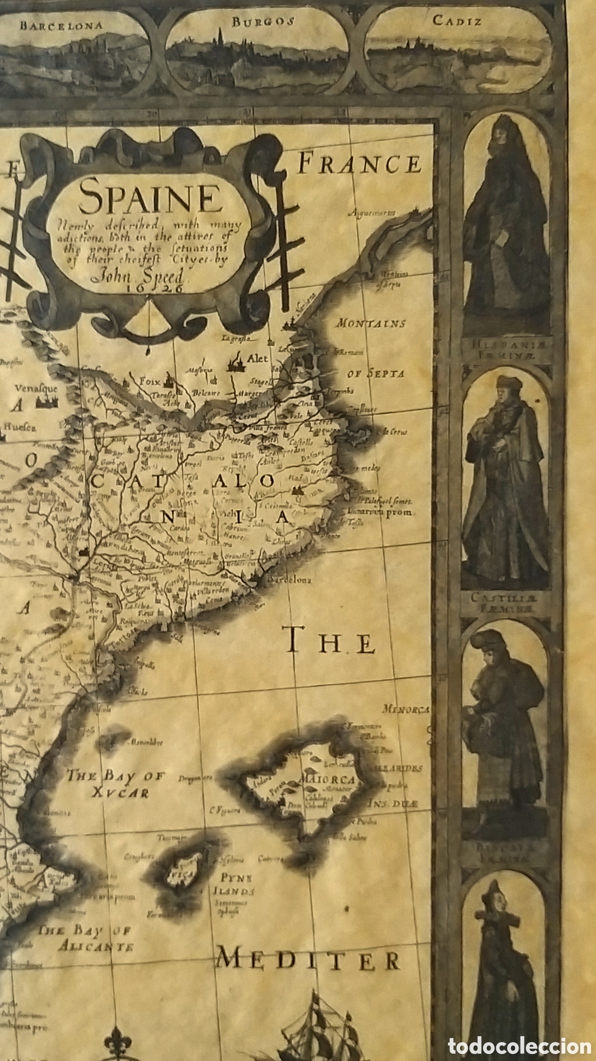 Mapas contempor&aacute;neos: SPAINE. Mapa John Speed 1626. Facsimil - Foto 2