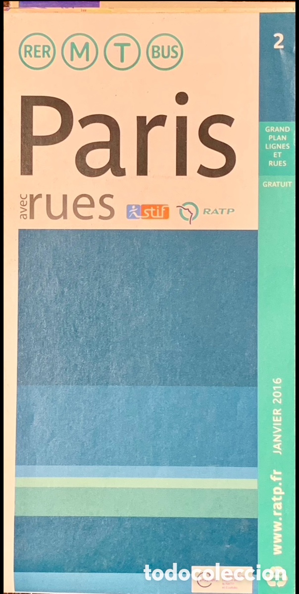 Mapas contempor&aacute;neos: Mapa. Paris. 1 RATP. 2016. - Foto 1