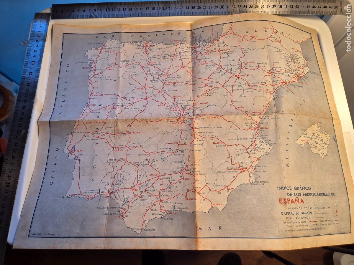 Mapas contempor&aacute;neos: Mapa &iacute;ndice gr&aacute;fico de los ferrocarriles de espa&ntilde;a - Foto 1