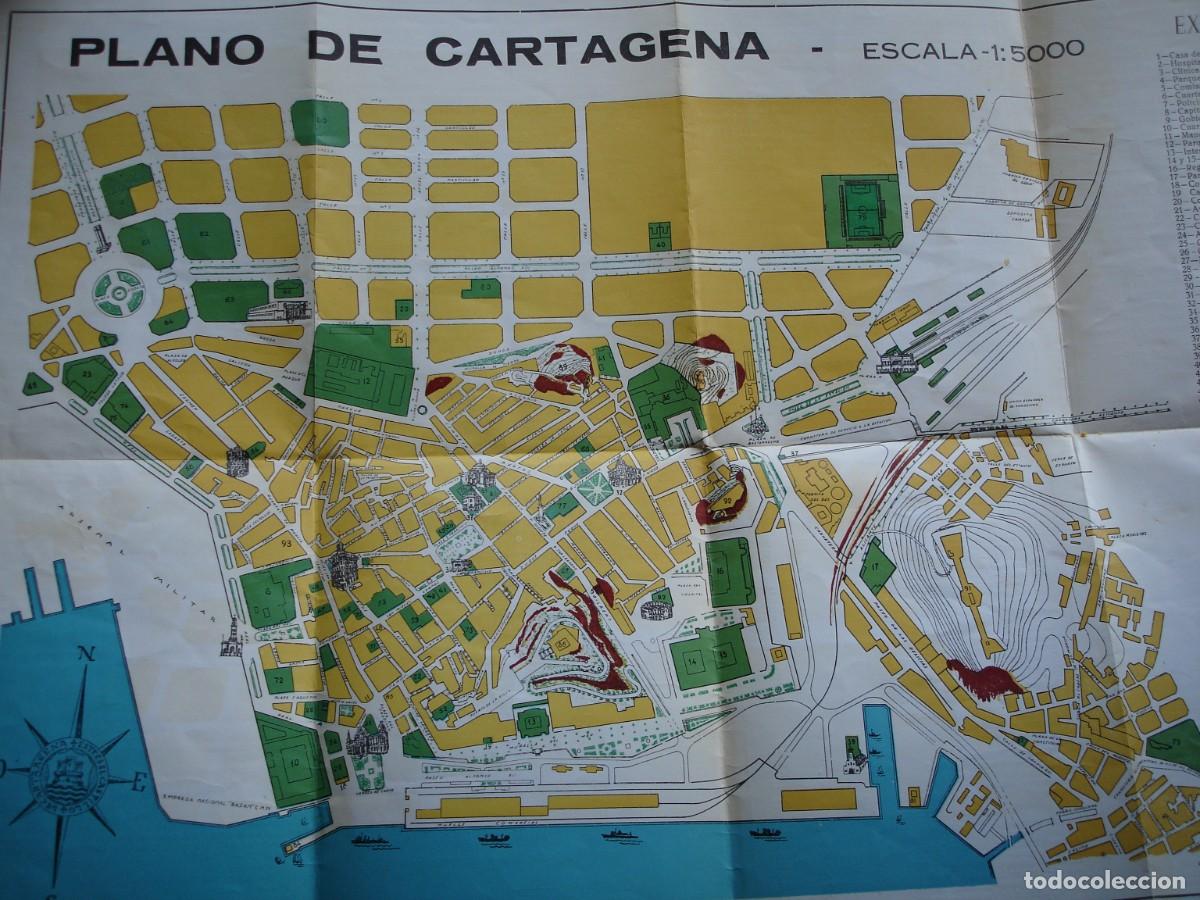Mapas contempor&aacute;neos: INDICADOR TURISTICO Y PLANO CIUDAD DE CARTAGENA 1964. 47X32