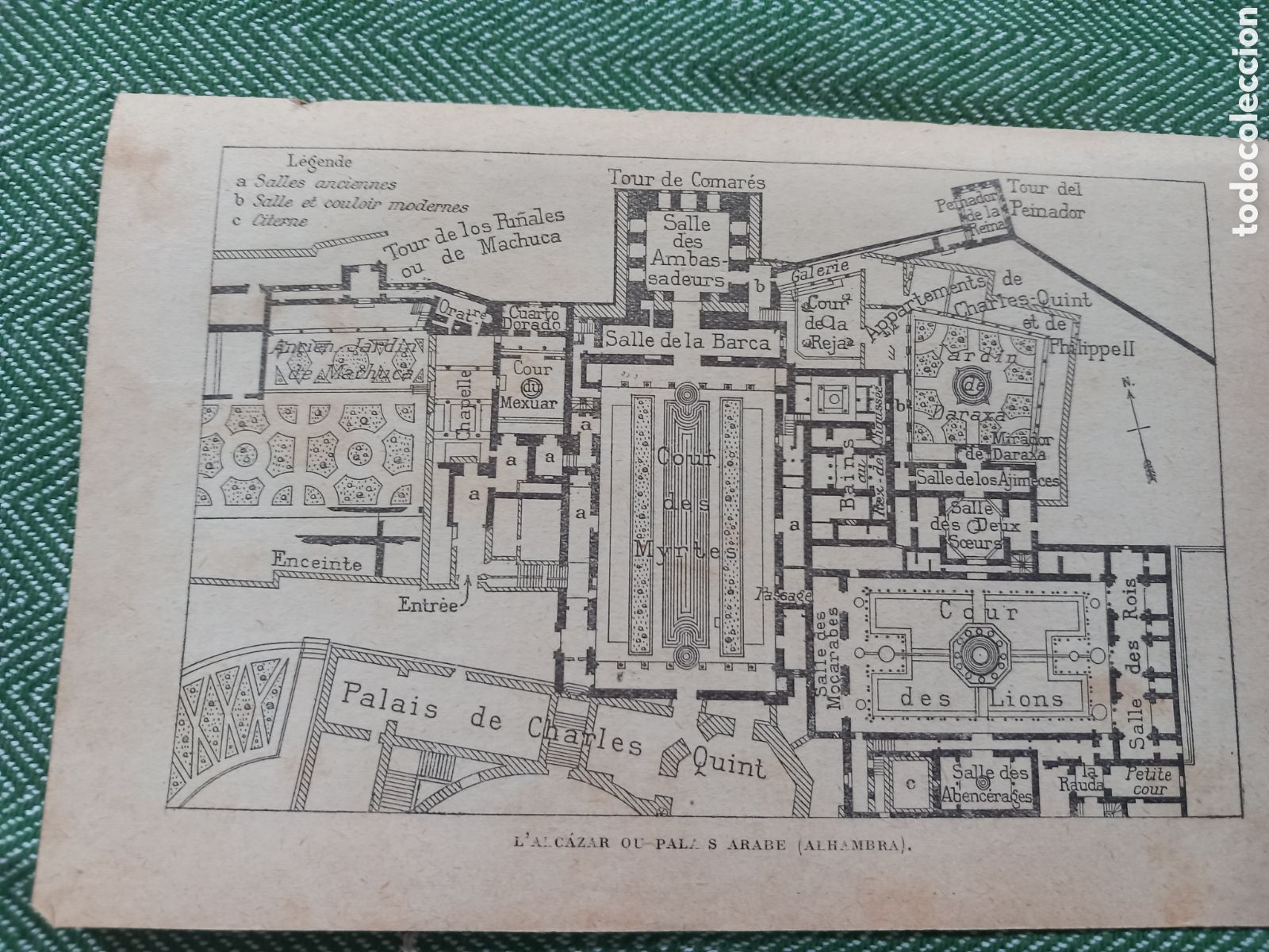 Mappe contemporanee: Plano La Alhambra, Alc&aacute;zar y palacio 1927 Granada