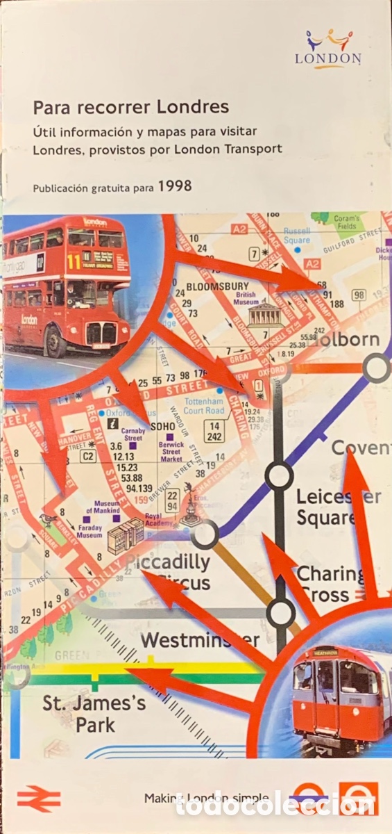Mapas contempor&aacute;neos: Mapa. Making London Simple. London. 1998. - Foto 1