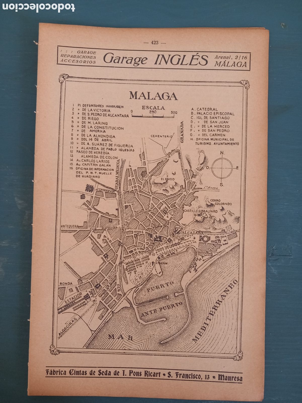 Mapas contempor&aacute;neos: Mapa plano ciudad de M&aacute;laga, aproximadamente 1932 - Foto 1