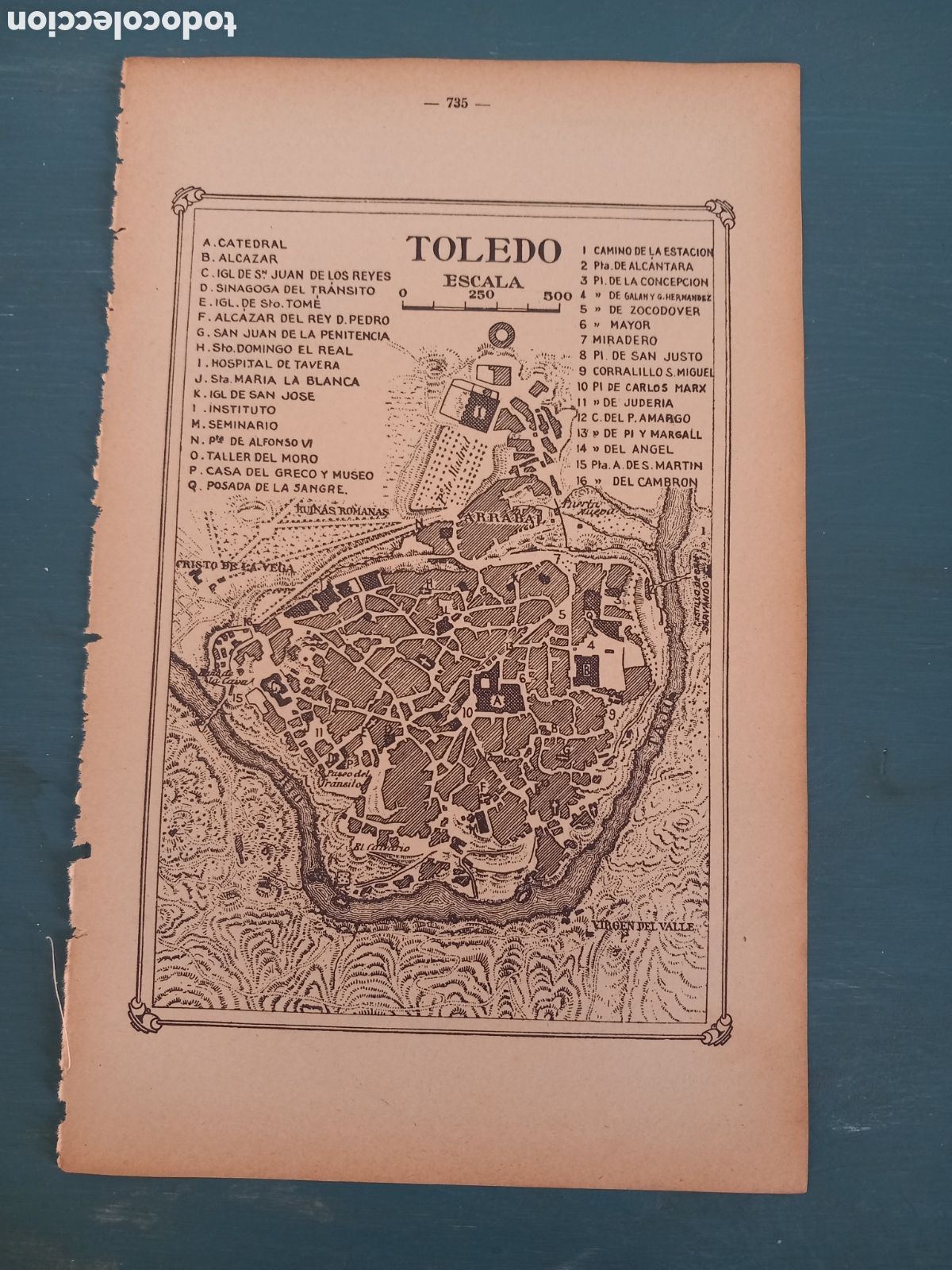 Mapas contempor&aacute;neos: Mapa plano ciudad de Toledo, aproximadamente 1932 - Foto 1