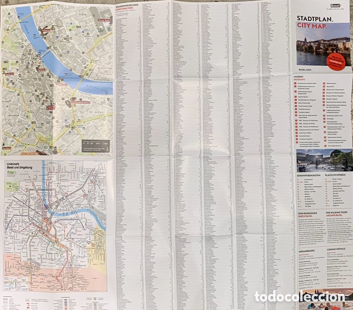 Mapas contempor&aacute;neos: Mapa. Basel. City Map. Suiza. 2017. - Foto 3