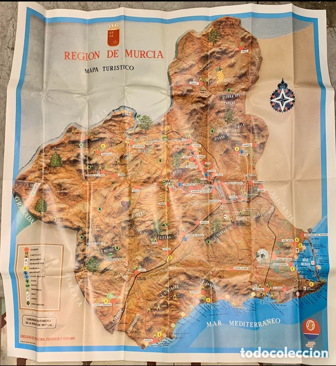 Mapas contempor&aacute;neos: Mapa. Mapa Tur&iacute;stico Regional. Murcia. 1984. - Foto 2