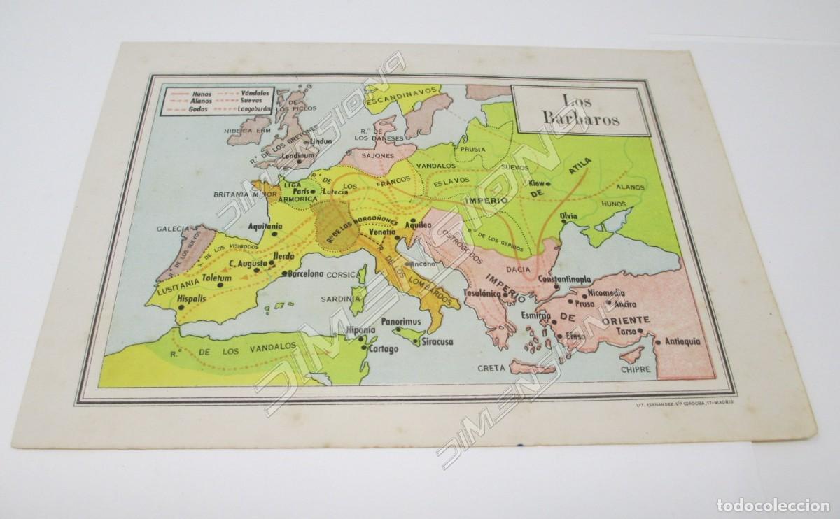 Mappe contemporanee: Peque&ntilde;o Mapa de Los B&aacute;rbaros en Europa, mide 20,5 x 15 cm