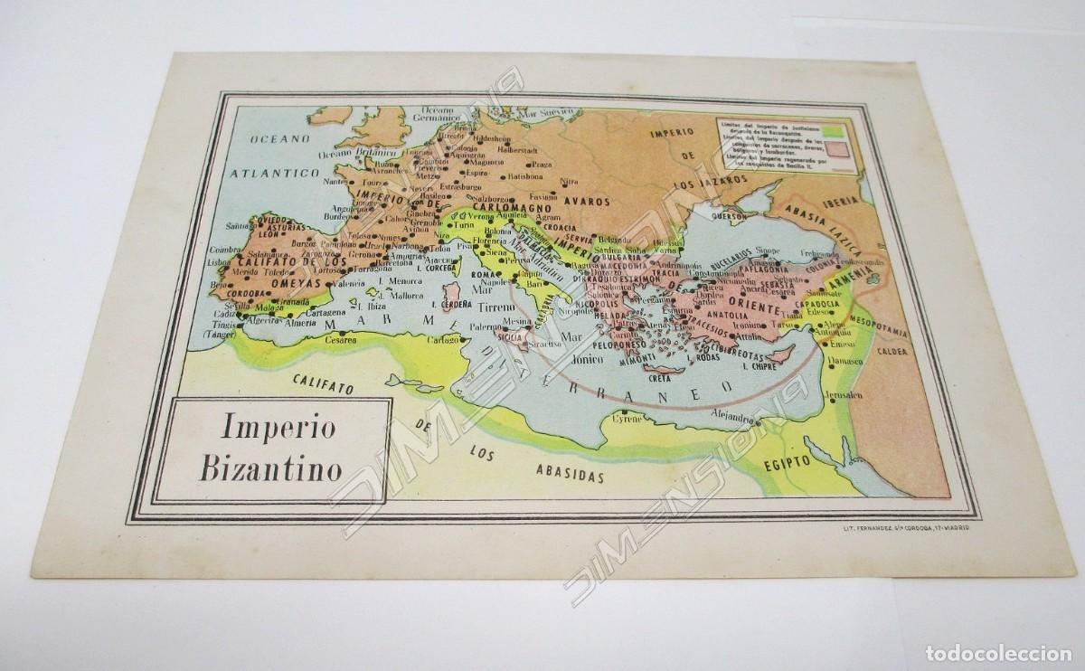 Mappe contemporanee: Peque&ntilde;o Mapa del Imperio Bizantino, mide 20,5 x 15 cm