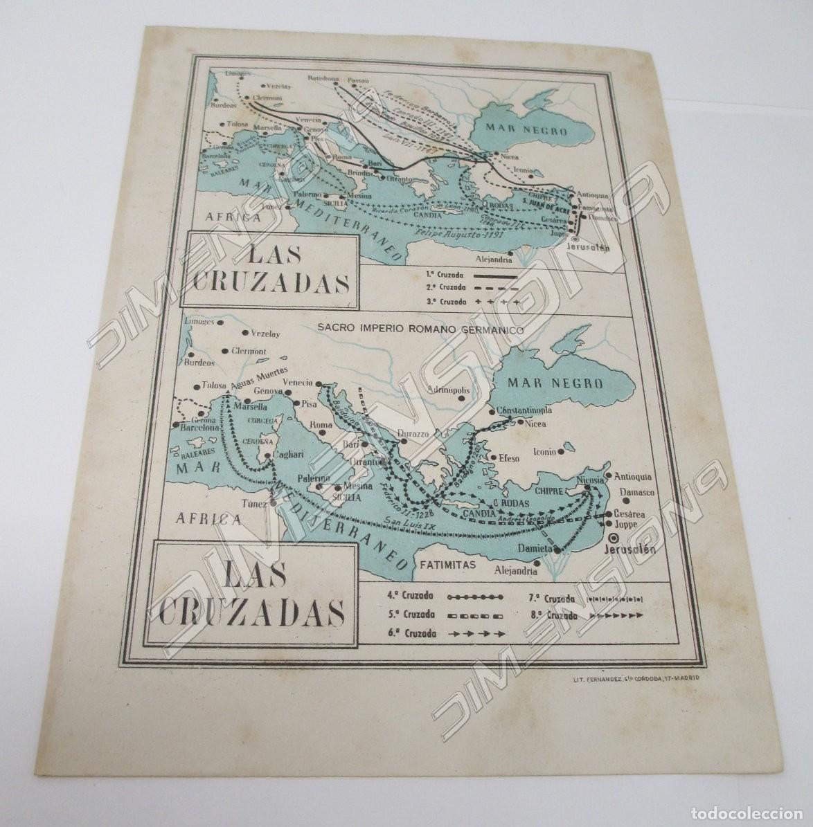 Mappe contemporanee: Peque&ntilde;o Mapa de Las Cruzadas, mide 20,5 x 15 cm
