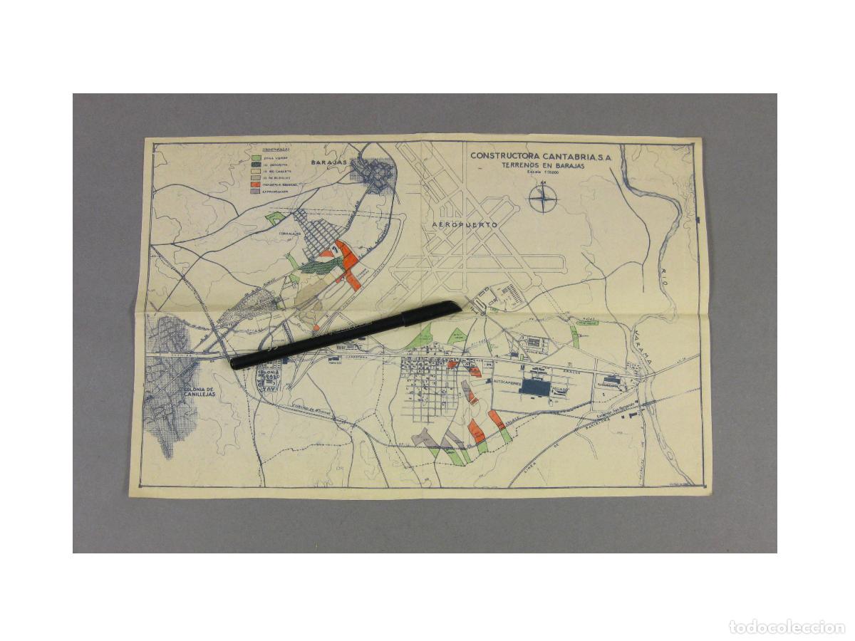 Mapas contempor&aacute;neos: MAPA DE LA CONSTRUCTORA CANTABRIA. TERRENOS EN BARAJAS. OCTUBRE DE 1962 - Foto 1