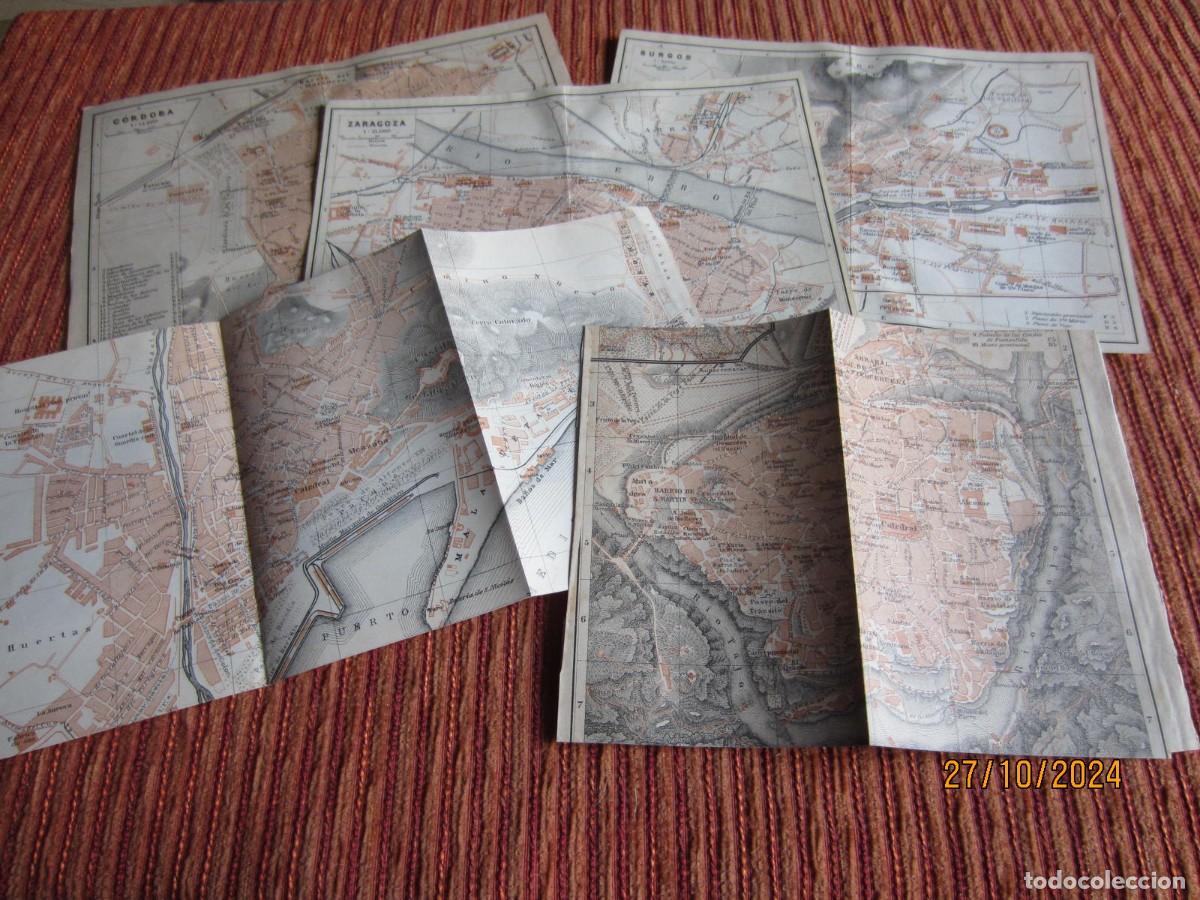 Mapas contempor&aacute;neos: 1901- 5 MAPAS PLANOS ORIGINALES BAEDEKER.C&Oacute;RDOBA.ZARAGOZA.BURGOS.TOLEDO.M&Aacute;LAGA