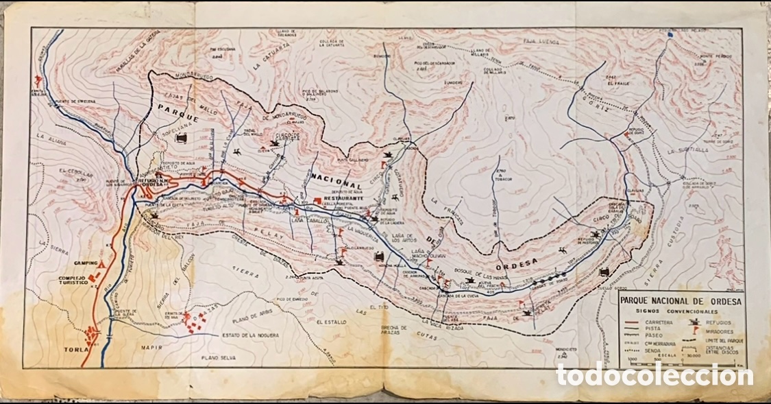 Mapas contempor&aacute;neos: Mapa. Parque Nacional de Ordesa. Huesca. 1990. - Foto 2