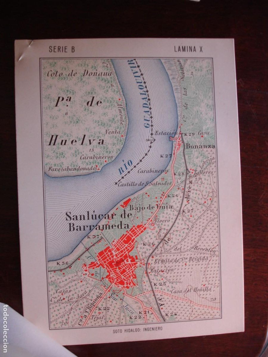 Mapas contempor&aacute;neos: PLANO SANLUCAR DE BARRAMEDA RIO GUADALQUIVIR BAJO DE GUIA .INGENIERO SOTO HIDALGO A&Ntilde;OS 50