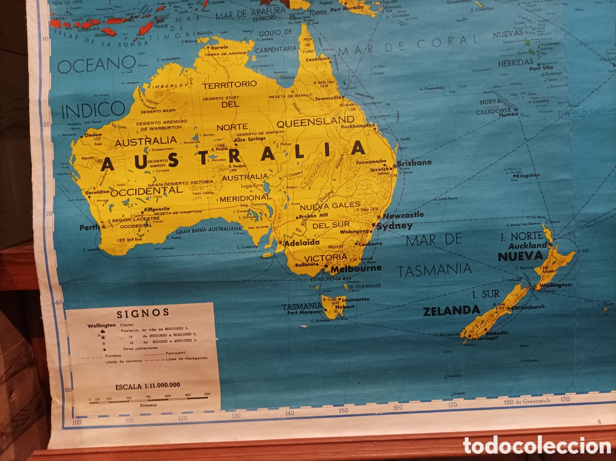 Mapas contempor&aacute;neos: Mapa de Australia en papel entelado - Foto 5