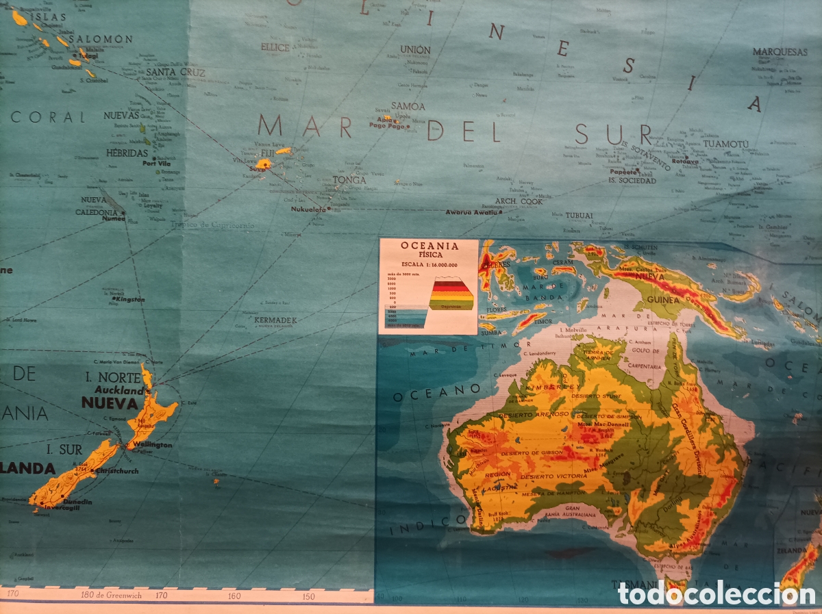 Mapas contempor&aacute;neos: Mapa de Australia en papel entelado - Foto 6