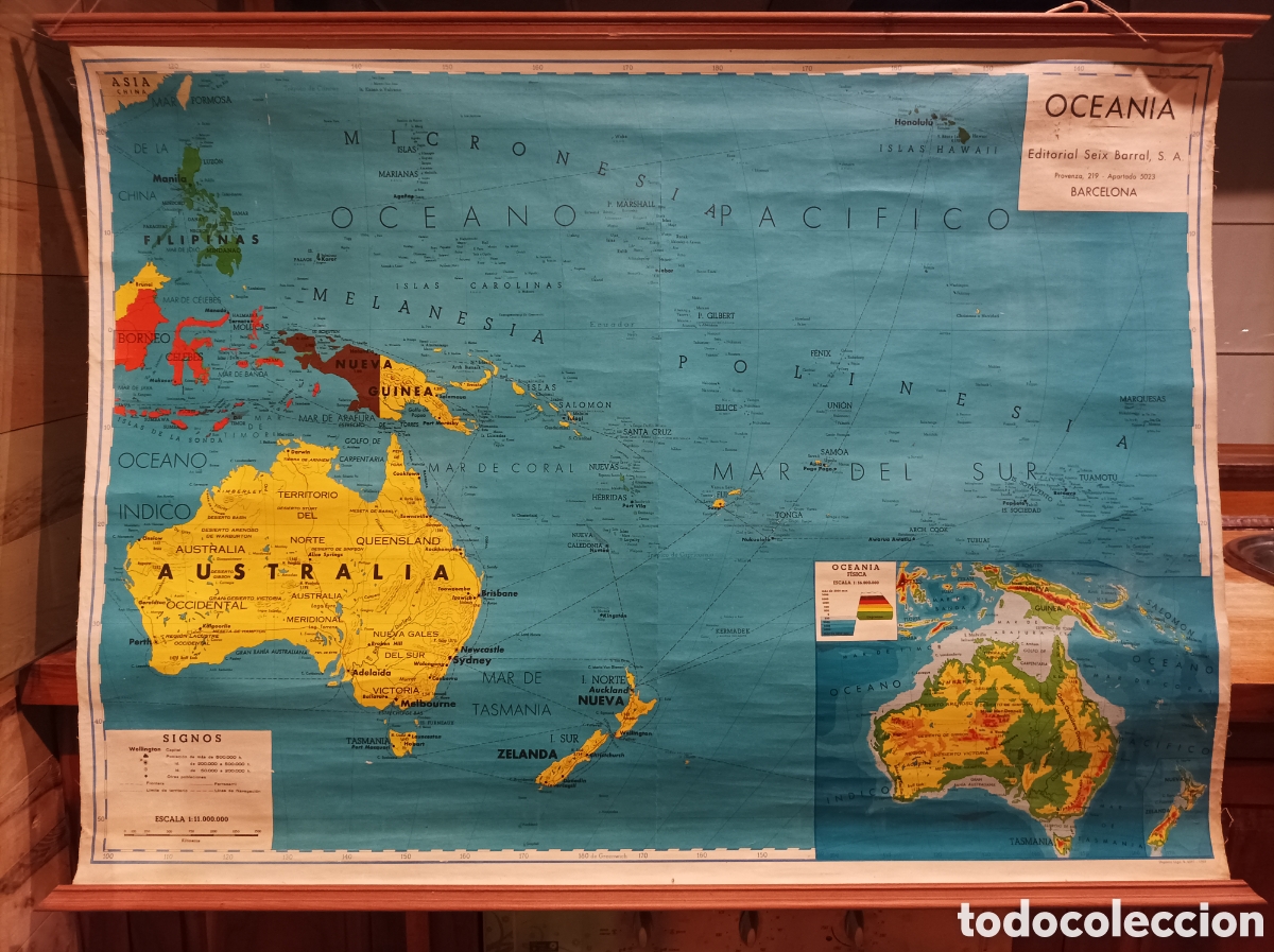 Mapas contempor&aacute;neos: Mapa de Australia en papel entelado - Foto 8