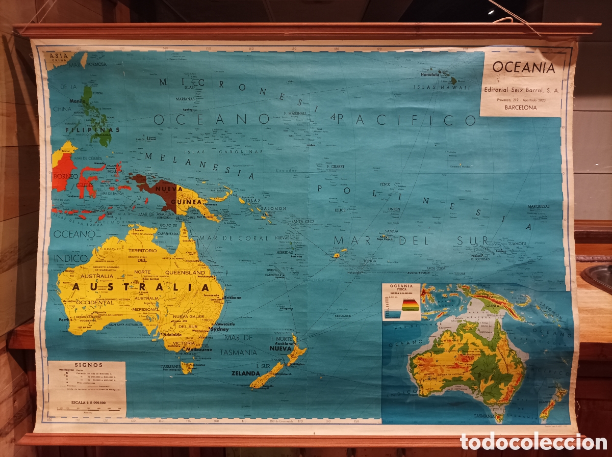 Mapas contempor&aacute;neos: Mapa de Australia en papel entelado - Foto 1