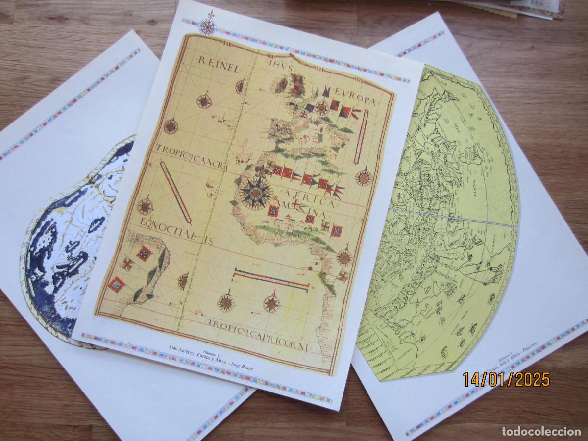 Mappe contemporanee: 4 MAPAS ANTIGUOS.REPRODUCCIONES.MAPAMUNIDI 1490.EUROPA ASIA Y AFRICA 1508 Y 1540.CAS MINA GHANA 1546