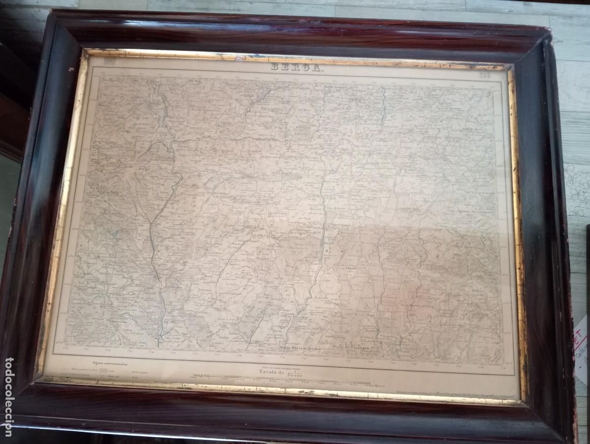 Mapas contempor&aacute;neos: EXTRAORDINARIO MAPA GRANDE BERGA CON MARCO CRISTAL GIRONELLA VALLDAN OLVAN VILADA PRATS DE LLU&Ccedil;ANES