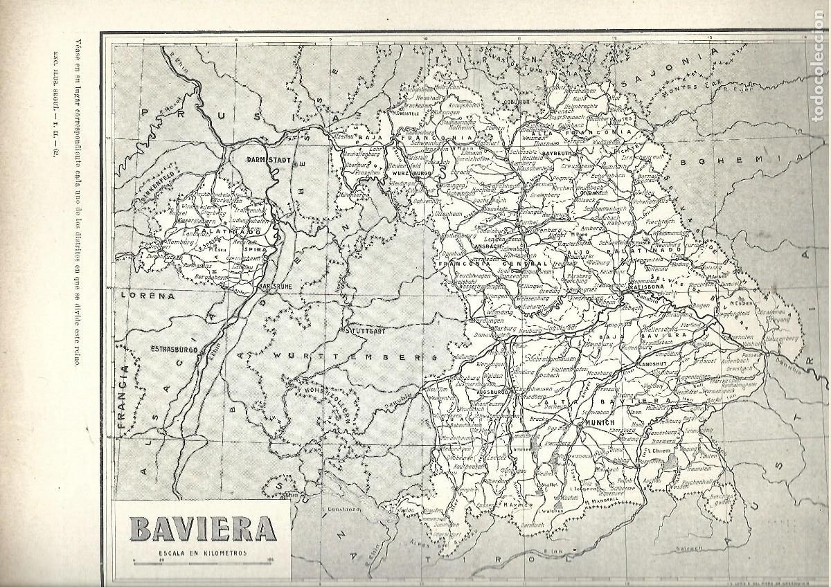 Mapas contempor&aacute;neos: mapa BAVIERA prox 1910 hoja - Foto 1